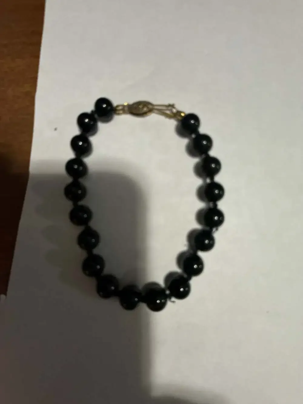 Vintage 925 Sterling Silver BLACK ONYX Beaded Artisan Made Bracelet 7.5” Length